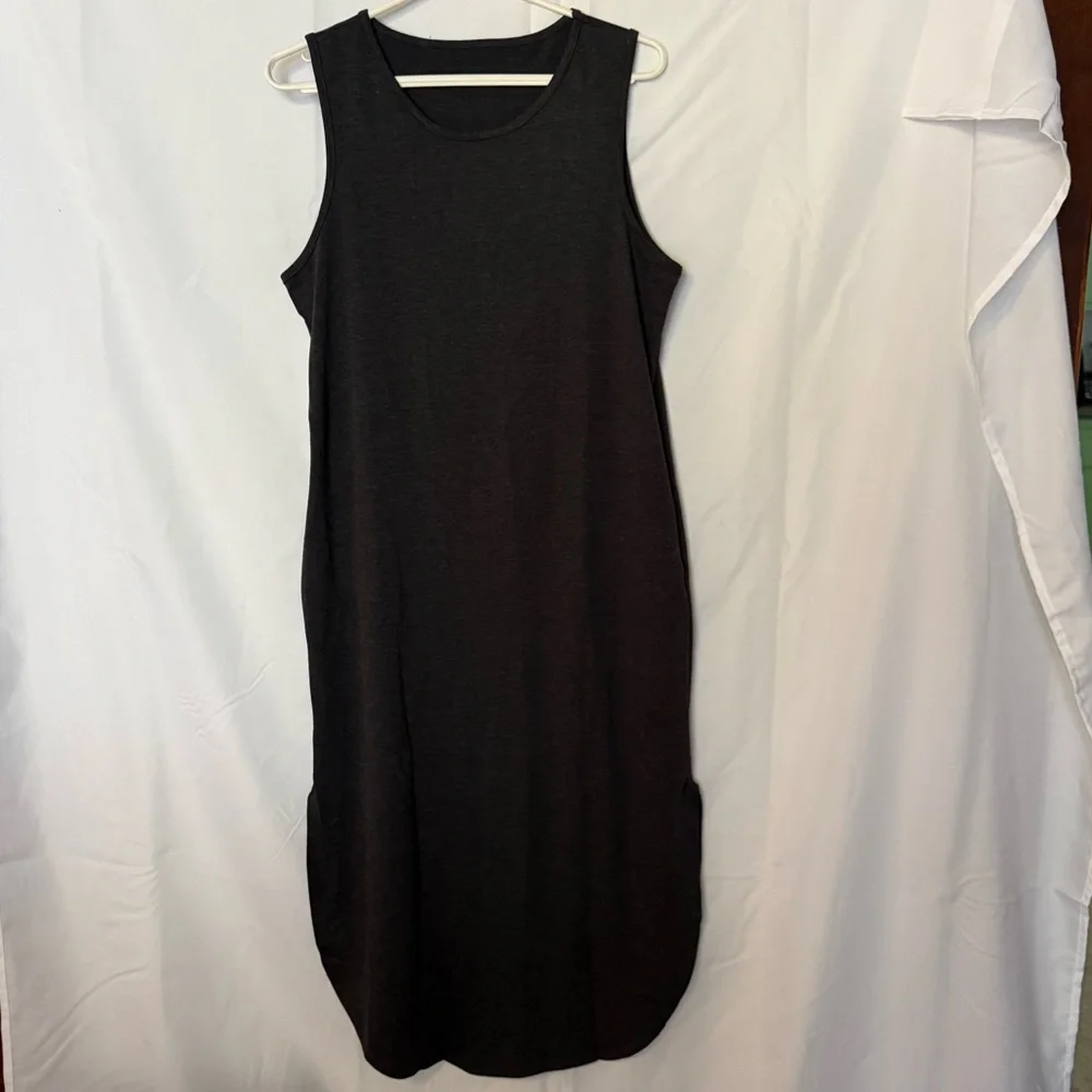 NWOT Sleeveless Charcoal Midi Dress with Pockets - Picture 2 of 6